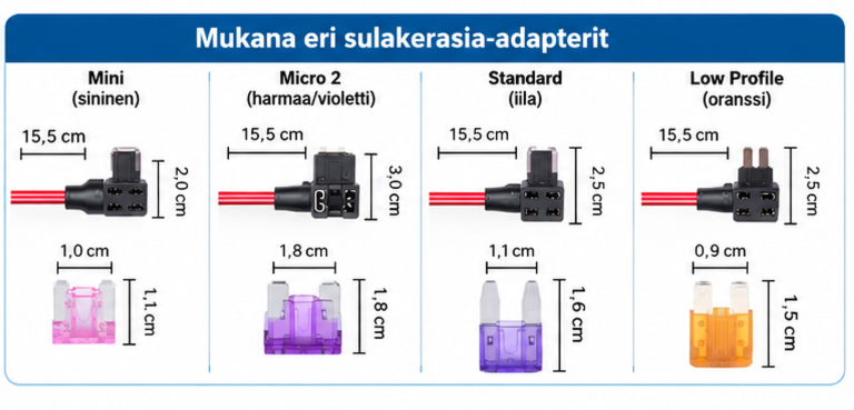 ACC-johtosarja autokameralle – 24h pysäköintivalvonta, USB-C, akkusuoja