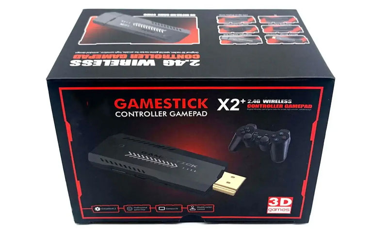 X2 Plus Game Stick – retropelikonsoli ja 2 langatonta ohjainta, 64 Gt
